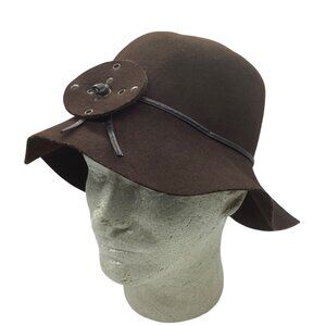 Vtg Alessandra Bacci Womens‎ Wool Cloche Hat Decorative Button Ribbon Italy Made